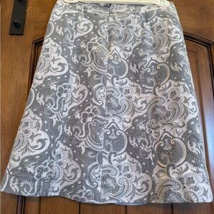 Express Gray and White Paisley A-Line Skirt